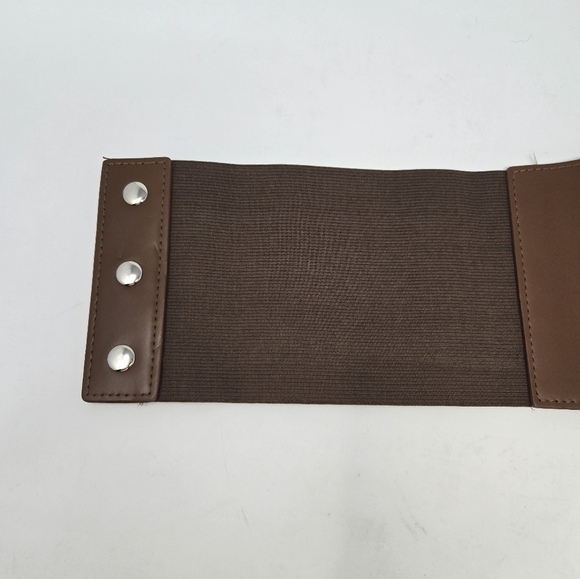 CORSET LACE UP COCO BROWN STRETCH STATEMENT WAIST BELT SNAP CLOSURE WOMEN OS - Picture 14 of 14